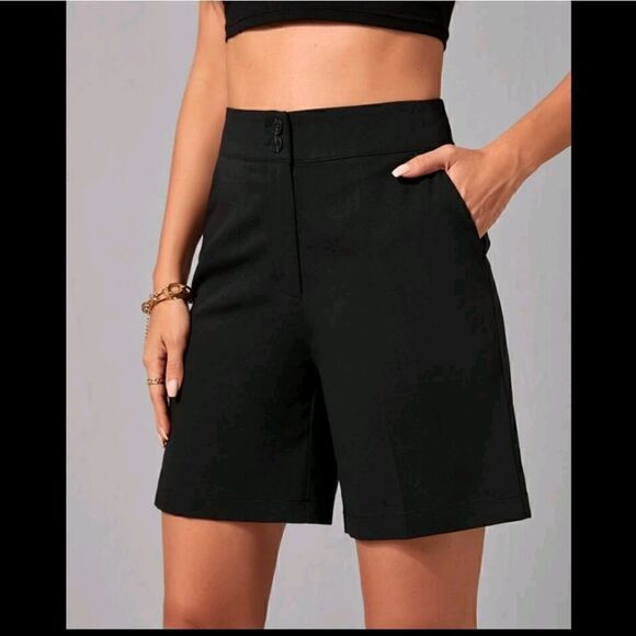 EMERY ROSE Solid High Waist Slant Pocket Shorts Medium/6 - Picture 2 of 7